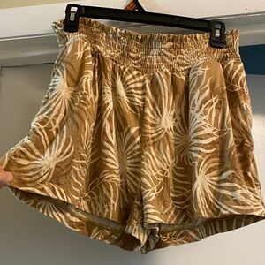 Time and Tru High Waist Tan Leaf Shorts